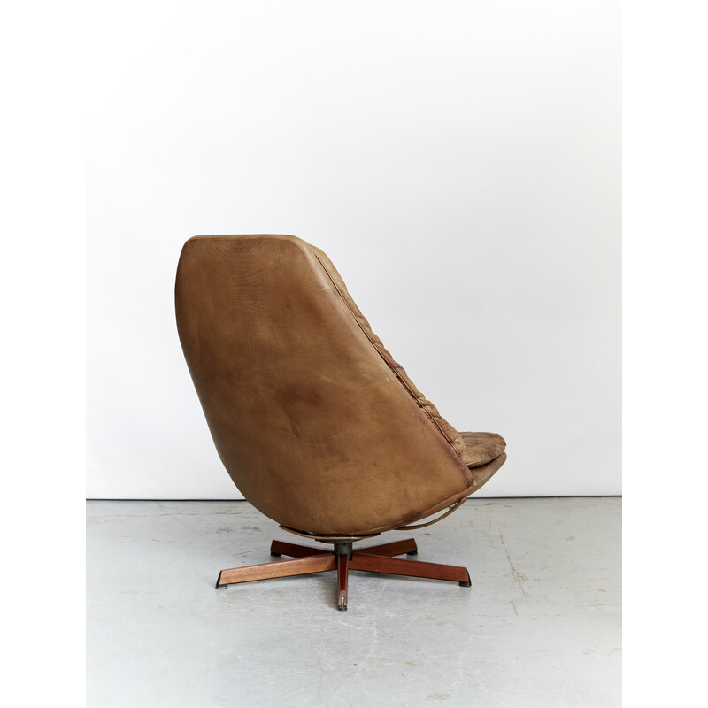 Vintage Ms-68 swivel armchair and ottoman by Madsen and Schübel, 1970s