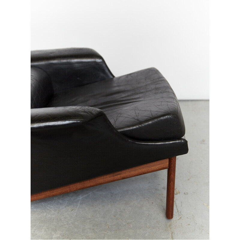 Vintage Adam leather armchair by Ib Kofod-Larsen for Mogens Kold, 1960s