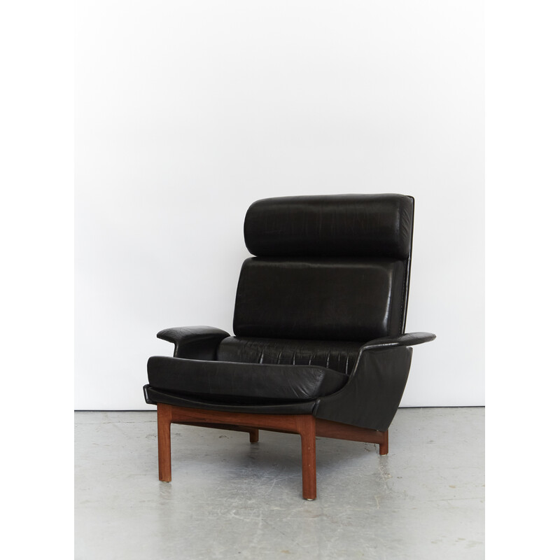 Vintage Adam lederen fauteuil van Ib Kofod-Larsen voor Mogens Kold, jaren 1960