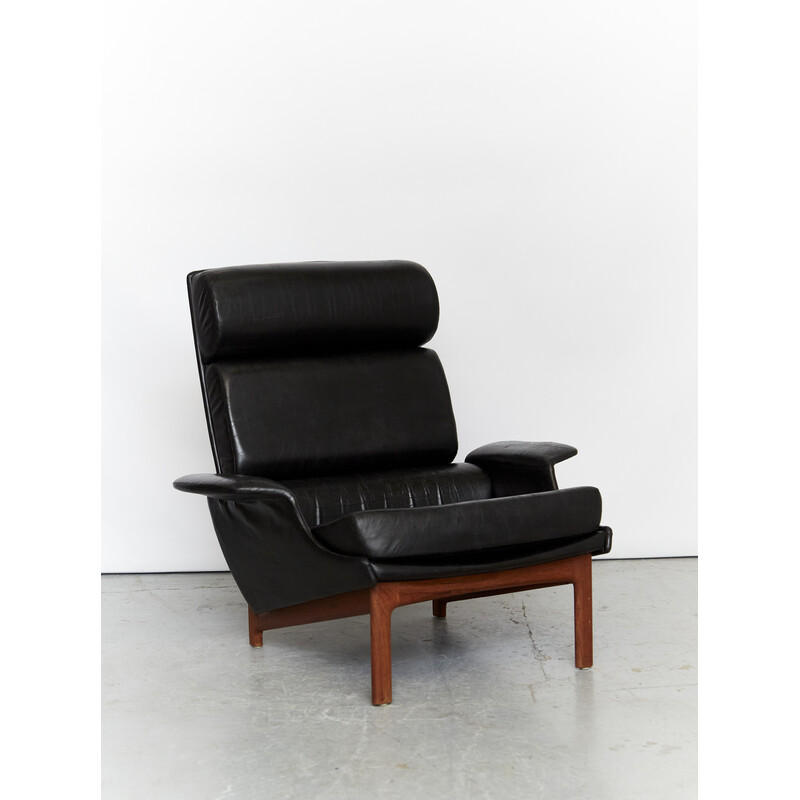 Fauteuil vintage Adam en cuir par Ib Kofod-Larsen pour Mogens Kold, 1960