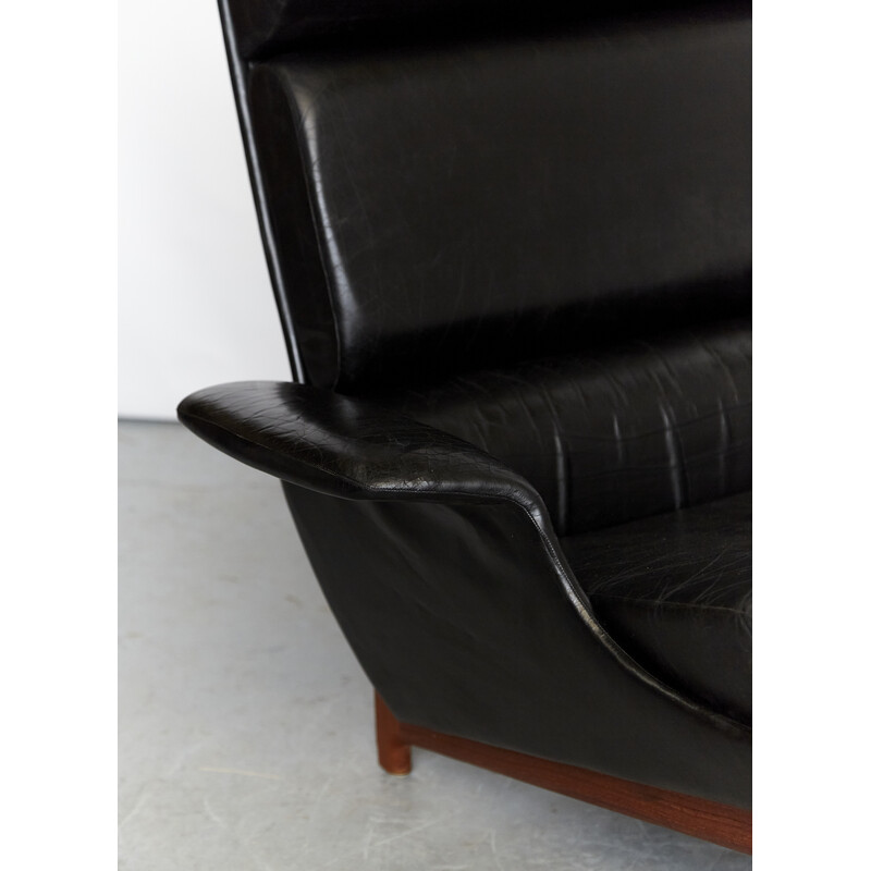 Vintage Adam leather armchair by Ib Kofod-Larsen for Mogens Kold, 1960s