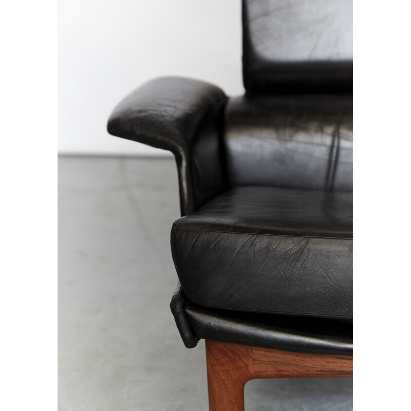 Fauteuil vintage Adam en cuir par Ib Kofod-Larsen pour Mogens Kold, 1960