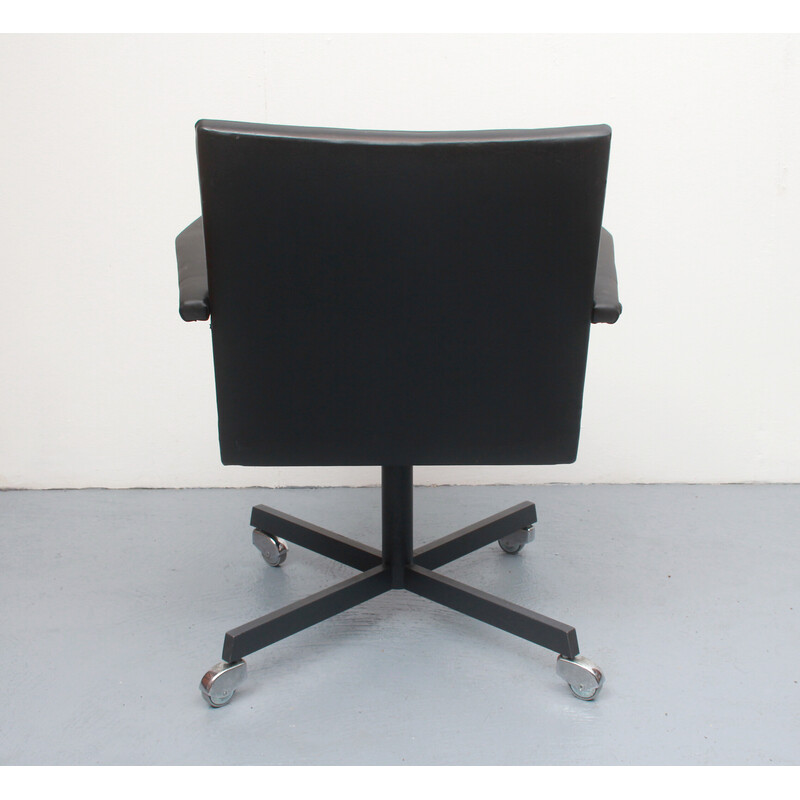 Vintage office chair in black leatherette, 1960s