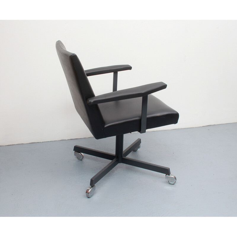 Vintage office chair in black leatherette, 1960s