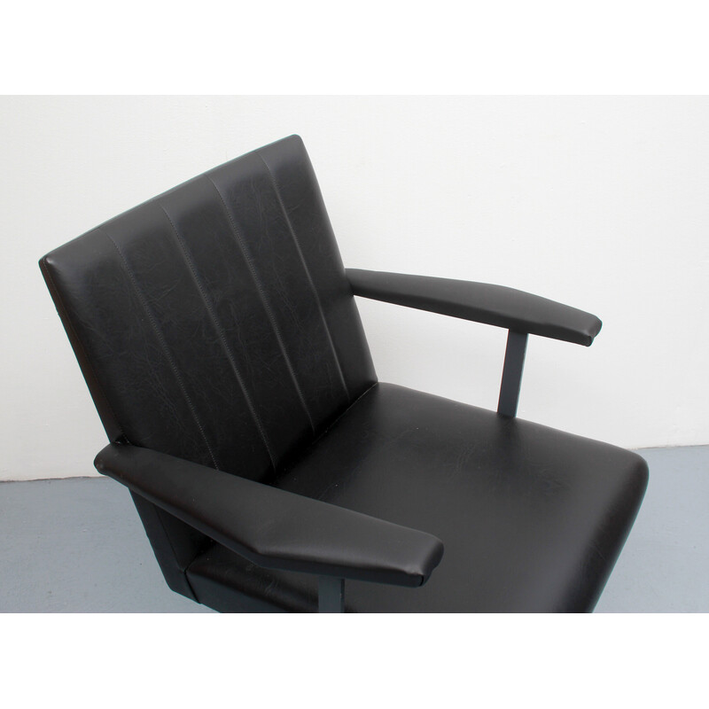 Vintage office chair in black leatherette, 1960s