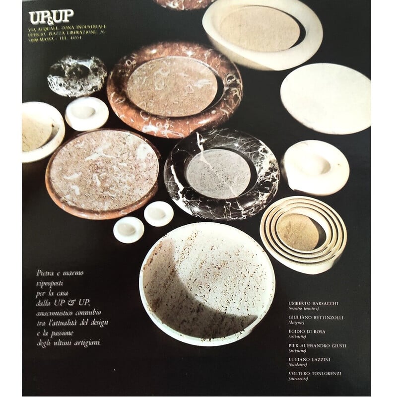 Bol vintage en travertin par Egidio Di Rosa et Pier Alessandro Giusti pour Up and Up, 1970