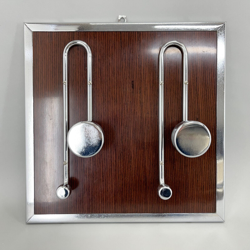 Vintage wood and chrome coat rack, Italy 1970s