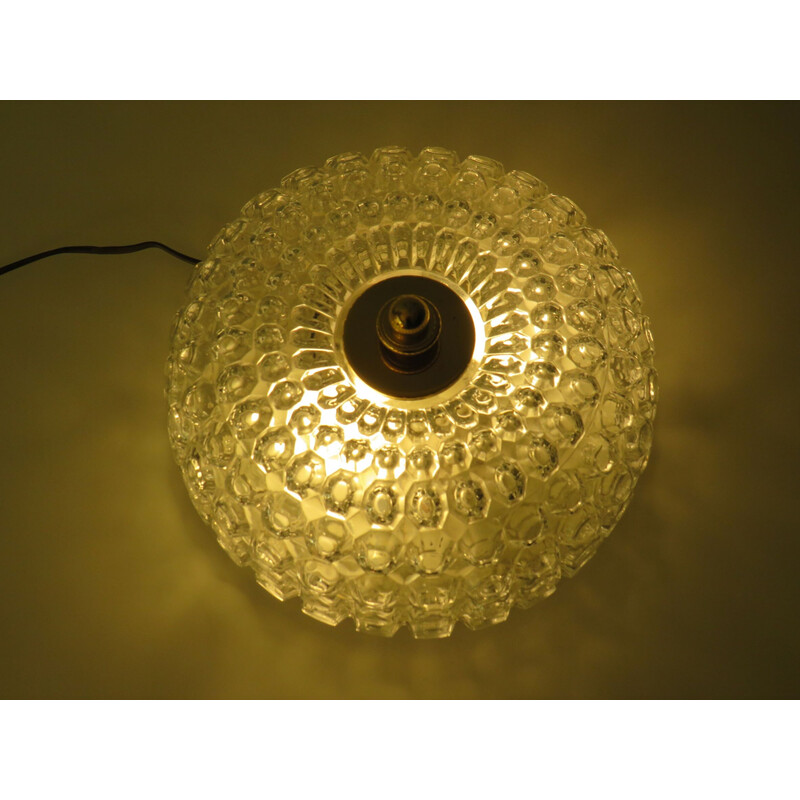 Vintage plafondlamp in bubbelglas en goudkleurig metaal van Helena Tynell voor Limburg, Duitsland 1960