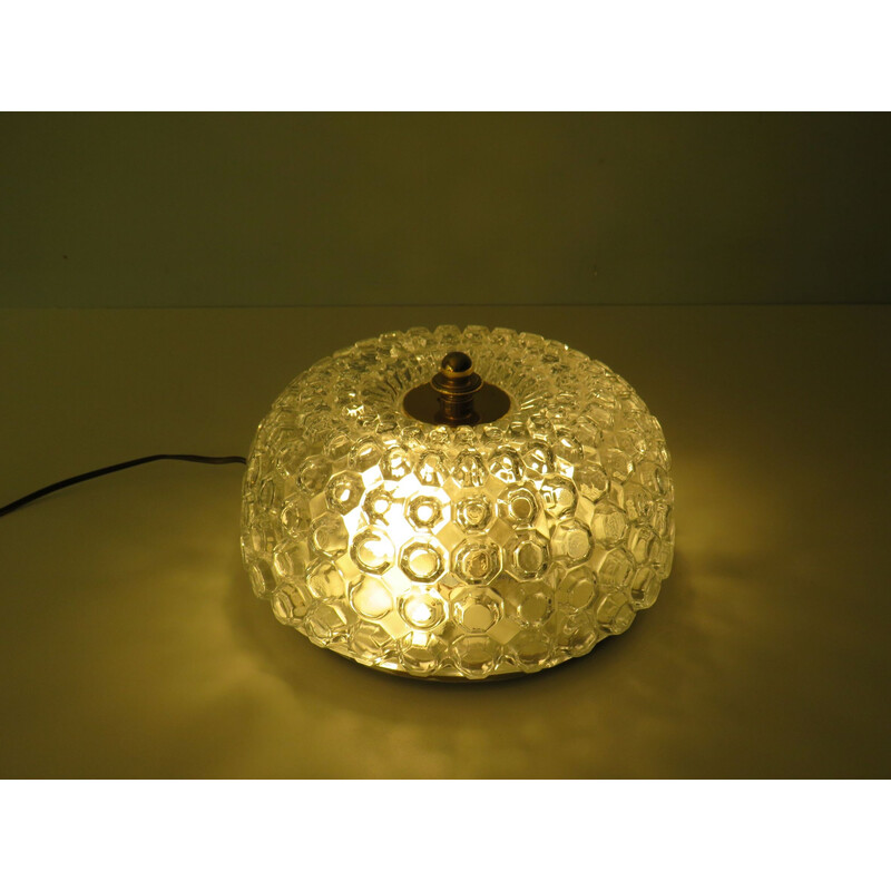 Vintage ceiling lamp in bubble glass and gold metal by Helena Tynell for Limburg, Germany 1960s