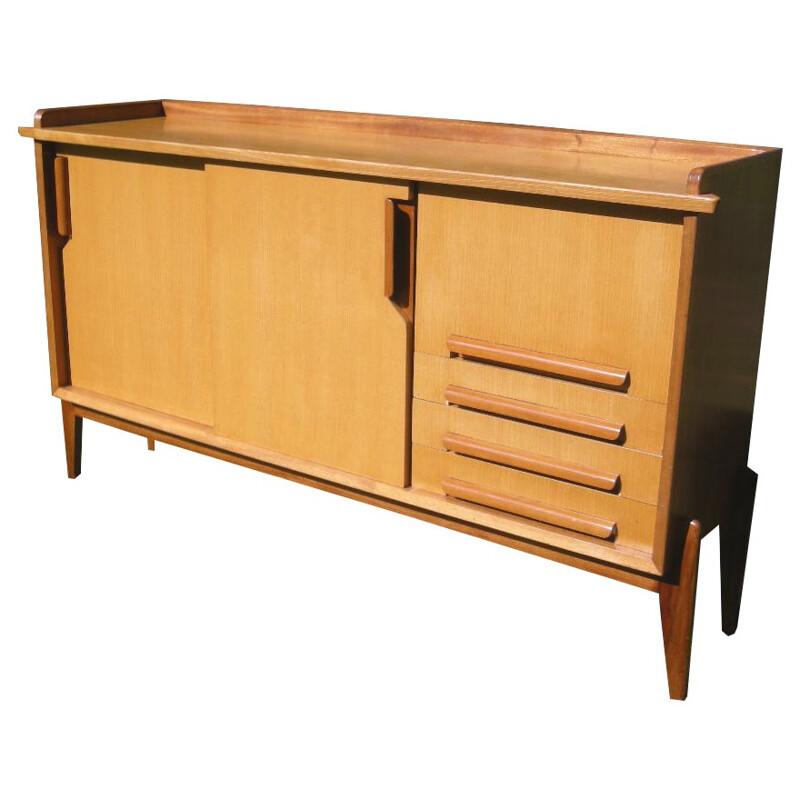 Sideboard and dining table in beech, Gustave GAUTIER - 1950s