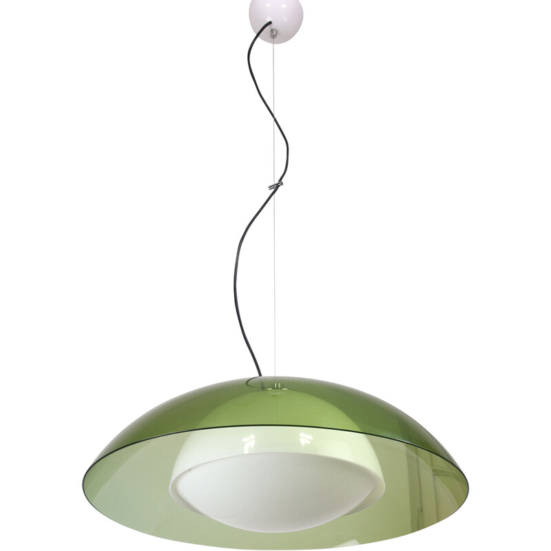 Vintage green Ufo pendant lamp by Guzzini, 1970s