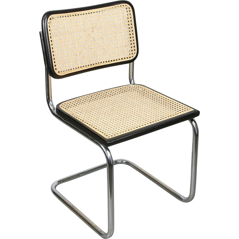 Vintage Cesca B32 chair in black by Marcel Breuer, 1980s