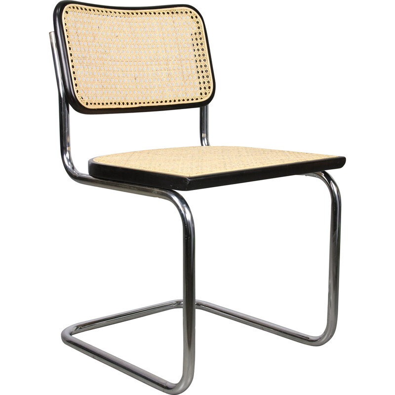 Silla negra vintage B32 Cesca de Marcel Breuer, años 80