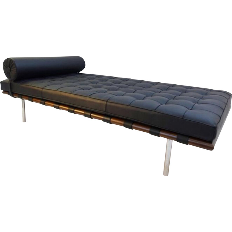 Letto da giorno in pelle nera vintage di Knoll, 2012