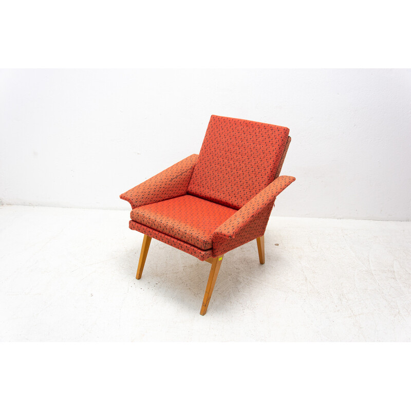 Vintage armchair in beechwood and fabric by Jaroslav Šmídek, Czechoslovakia 1960s