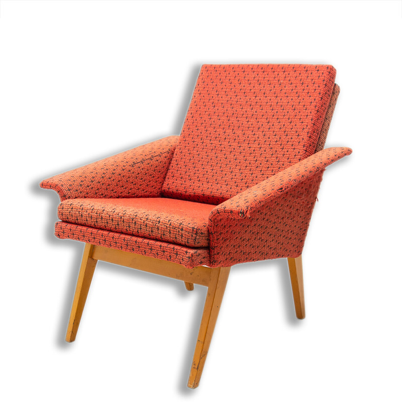 Vintage armchair in beechwood and fabric by Jaroslav Šmídek, Czechoslovakia 1960s