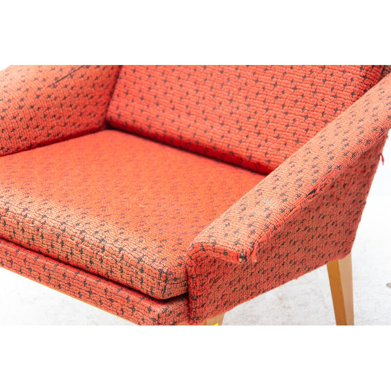 Vintage armchair in beechwood and fabric by Jaroslav Šmídek, Czechoslovakia 1960s