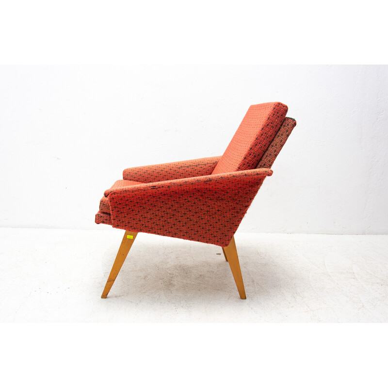 Vintage armchair in beechwood and fabric by Jaroslav Šmídek, Czechoslovakia 1960s