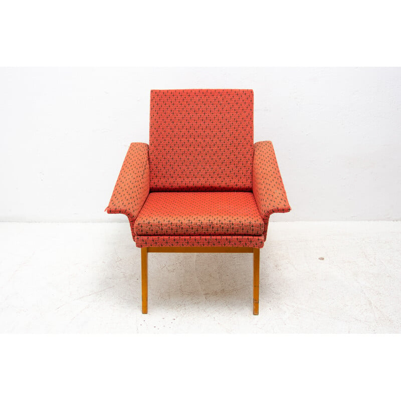 Vintage armchair in beechwood and fabric by Jaroslav Šmídek, Czechoslovakia 1960s