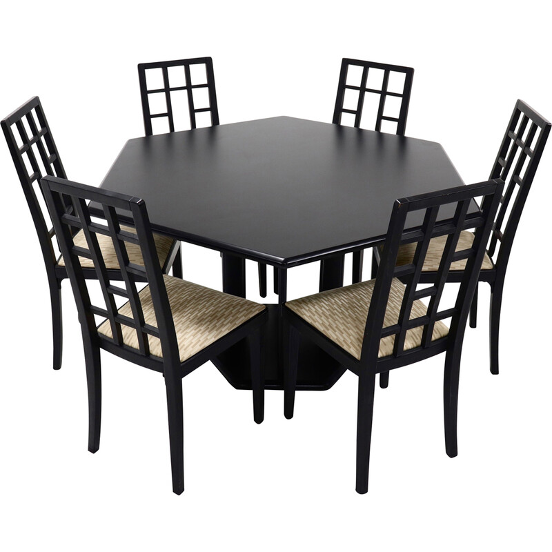 Vintage lacquered wood dining set by Ernst W. Beranek for Thonet, 1980s