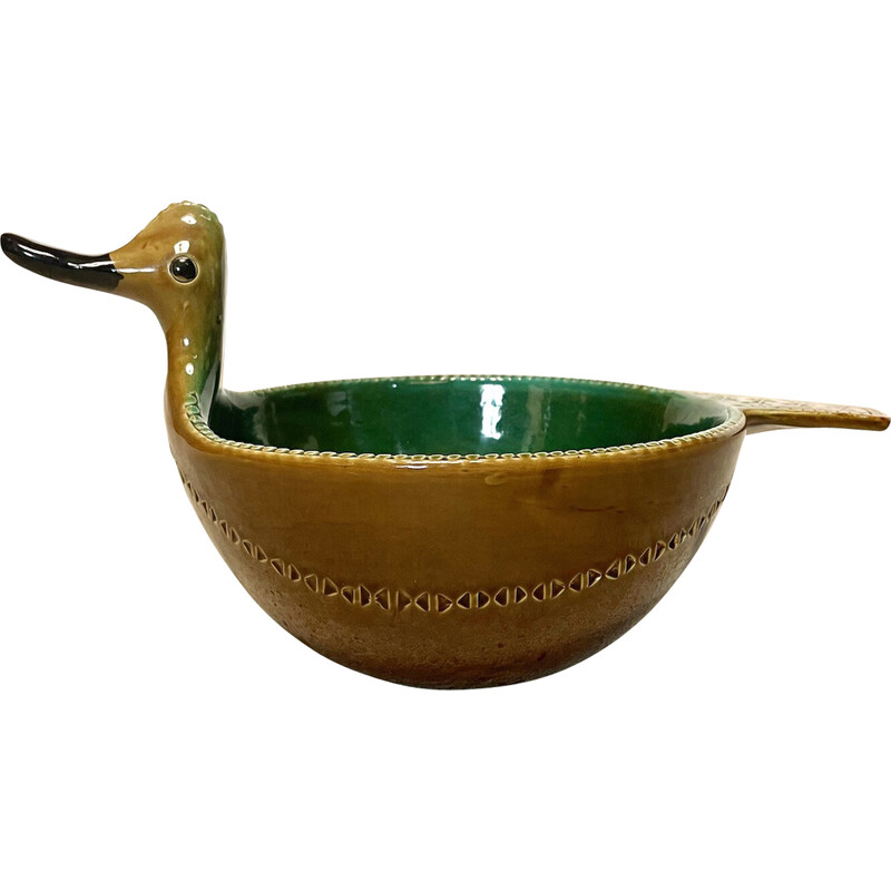 Italienische Keramikschale in Form einer Ente Art von Aldo Londi für Bitossi, 1960er Jahre