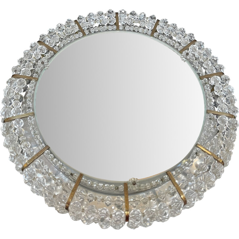 Vintage Austrian round illuminated wall mirror by Emil Stejnar for Rupert Nikoll, 1950s