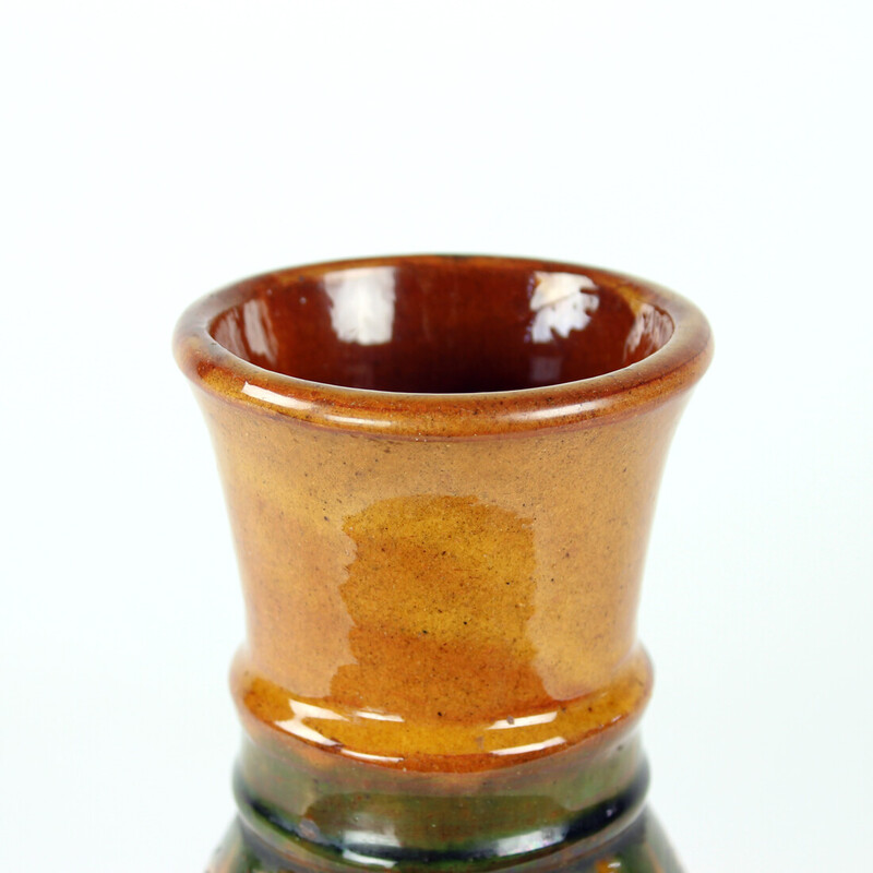 Vase vintage en céramique marron, Tchécoslovaquie 1950