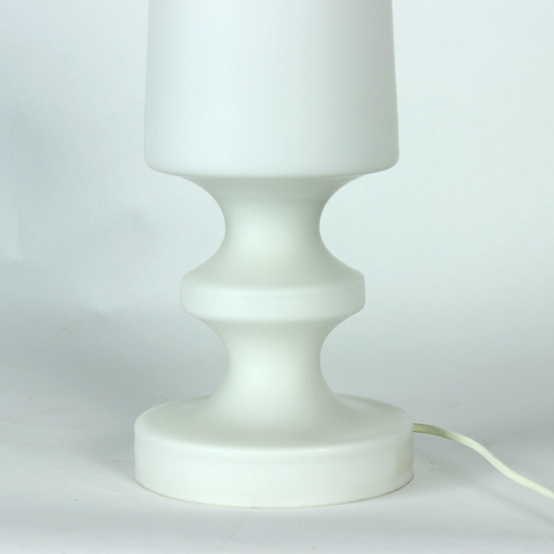 Vintage white opaline glass table lamp by Stefan Tabery for Opp Jihlava, Czechoslovakia 1960s