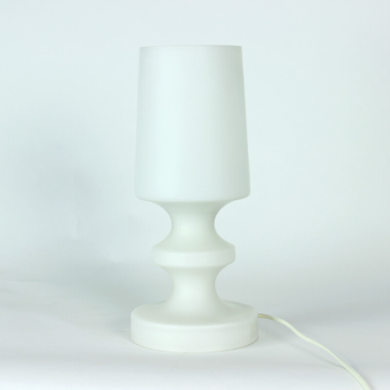 Vintage white opaline glass table lamp by Stefan Tabery for Opp Jihlava, Czechoslovakia 1960s