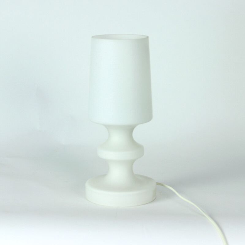 Vintage white opaline glass table lamp by Stefan Tabery for Opp Jihlava, Czechoslovakia 1960s