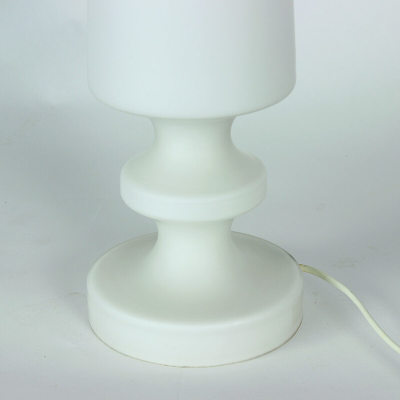 Vintage white opaline glass table lamp by Stefan Tabery for Opp Jihlava, Czechoslovakia 1960s