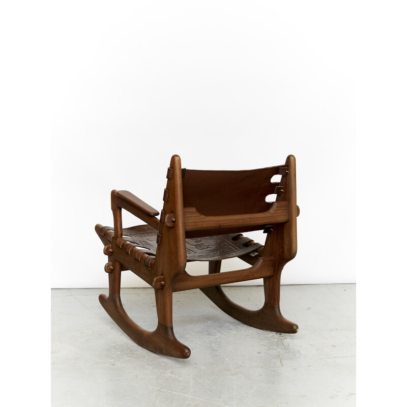 Vintage leather rocking chair by Angel Pazmino, Ecuador