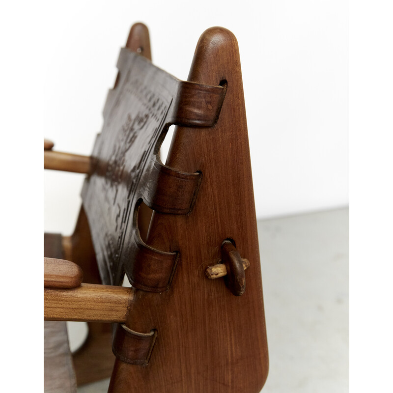 Vintage leather rocking chair by Angel Pazmino, Ecuador