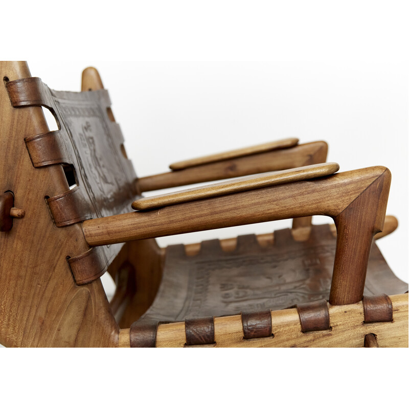Vintage leather armchair by Angel Pazmino for Muebles de Estilo