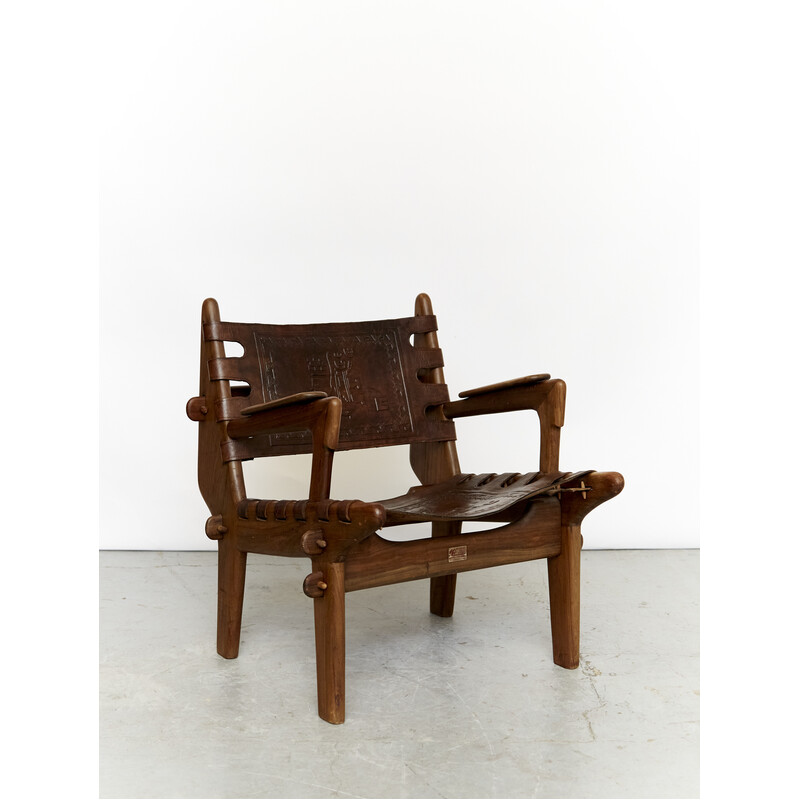 Vintage leather armchair by Angel Pazmino for Muebles de Estilo