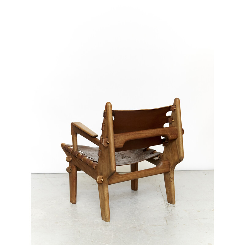Vintage leather armchair by Angel Pazmino for Muebles de Estilo