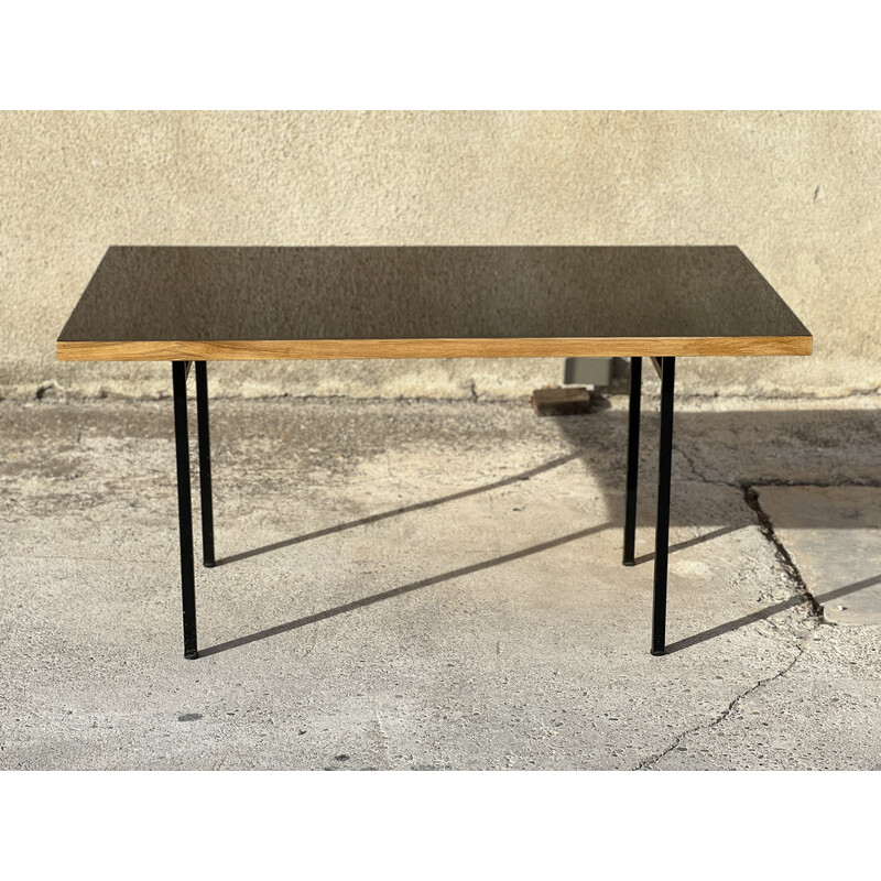 Vintage metalen, formica en houten bureau van Florence Knoll, 1960