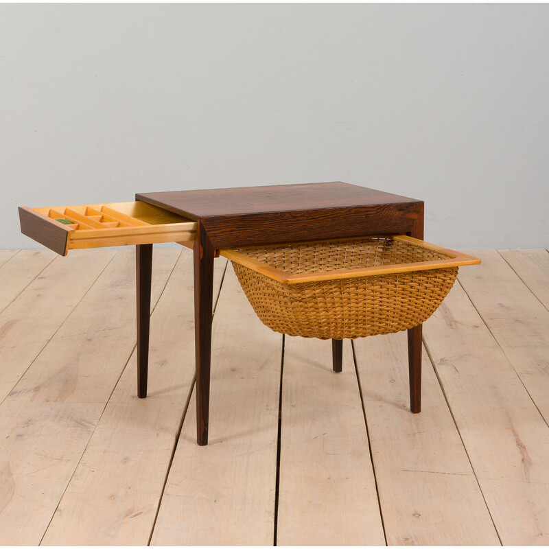 Table à couture vintage en palissandre par Severin Hansen pour Haslev Møbelfabrik, 1960