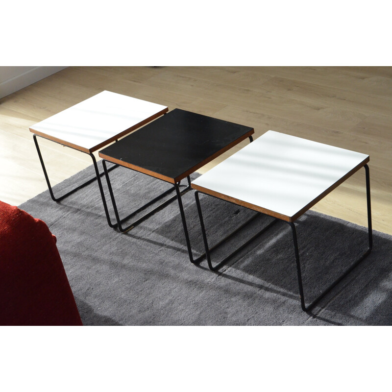 Set of 3 coffee table "Volante" Pierre Guariche Steiner - 1950s