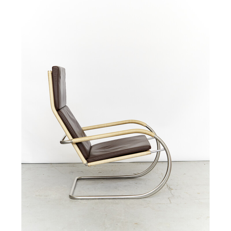 D35 vintage leather cantilever armchair by Anton Lorenz for Tecta, 1920s
