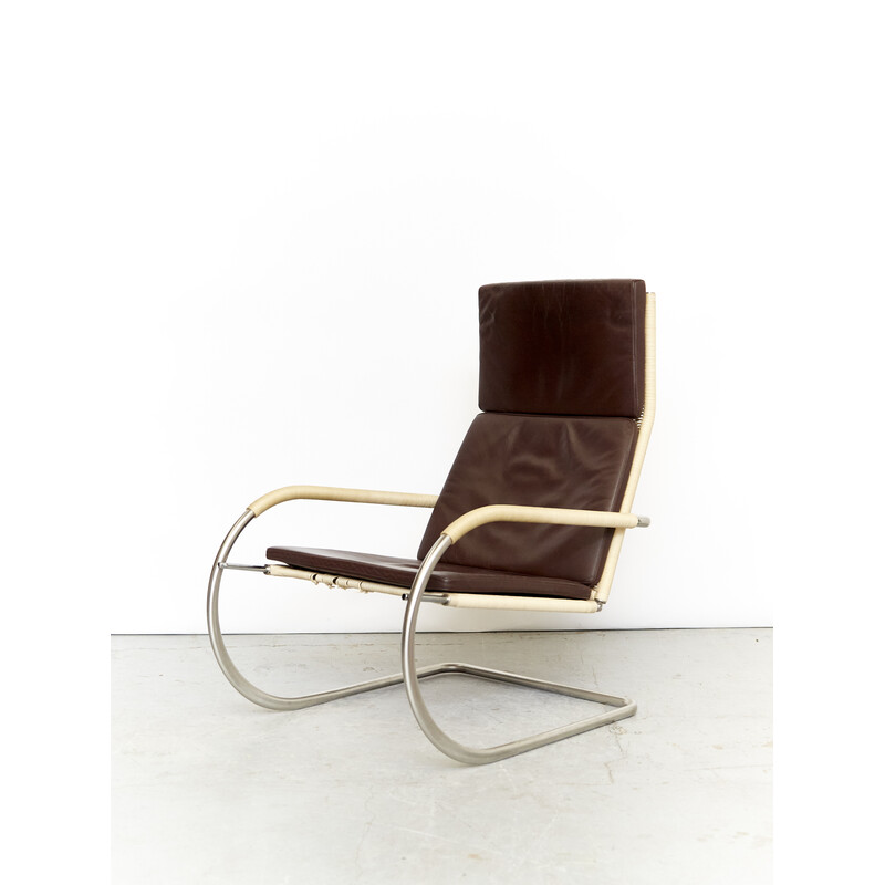 D35 vintage leather cantilever armchair by Anton Lorenz for Tecta, 1920s