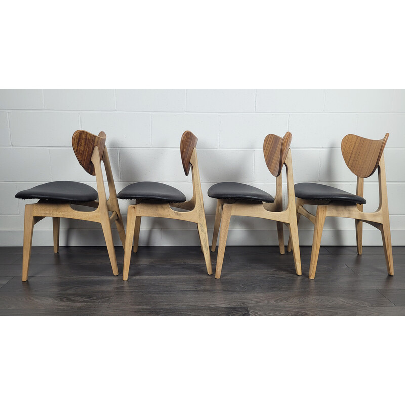 Set of 4 vintage teak and solid beech veneer chairs by G Plan, 1950