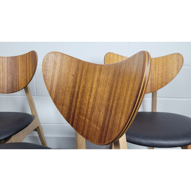 Set of 4 vintage teak and solid beech veneer chairs by G Plan, 1950