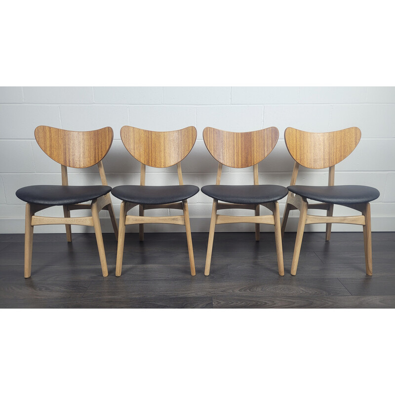 Set of 4 vintage teak and solid beech veneer chairs by G Plan, 1950