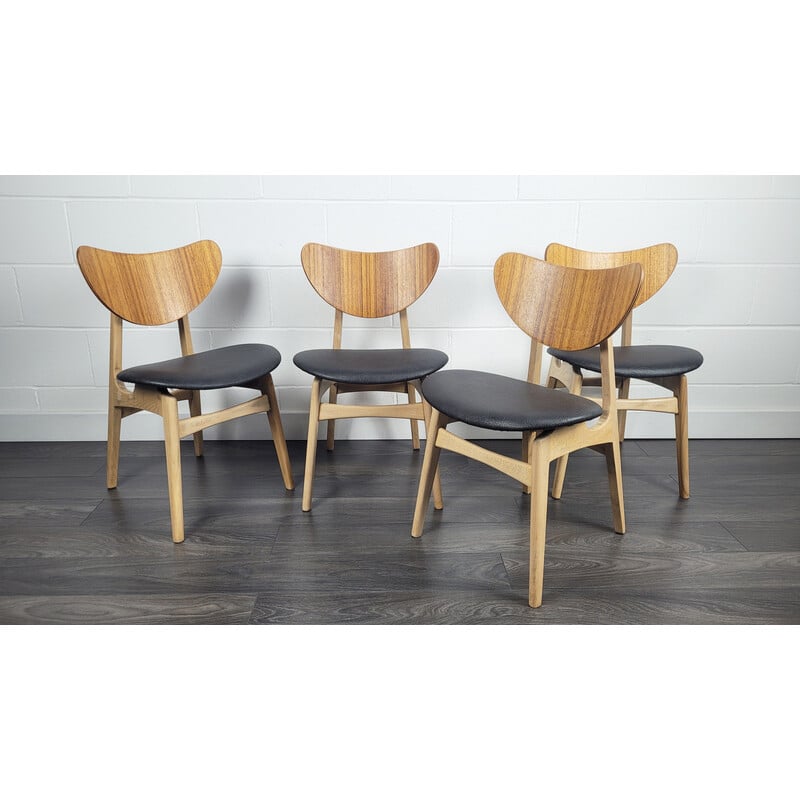 Set of 4 vintage teak and solid beech veneer chairs by G Plan, 1950