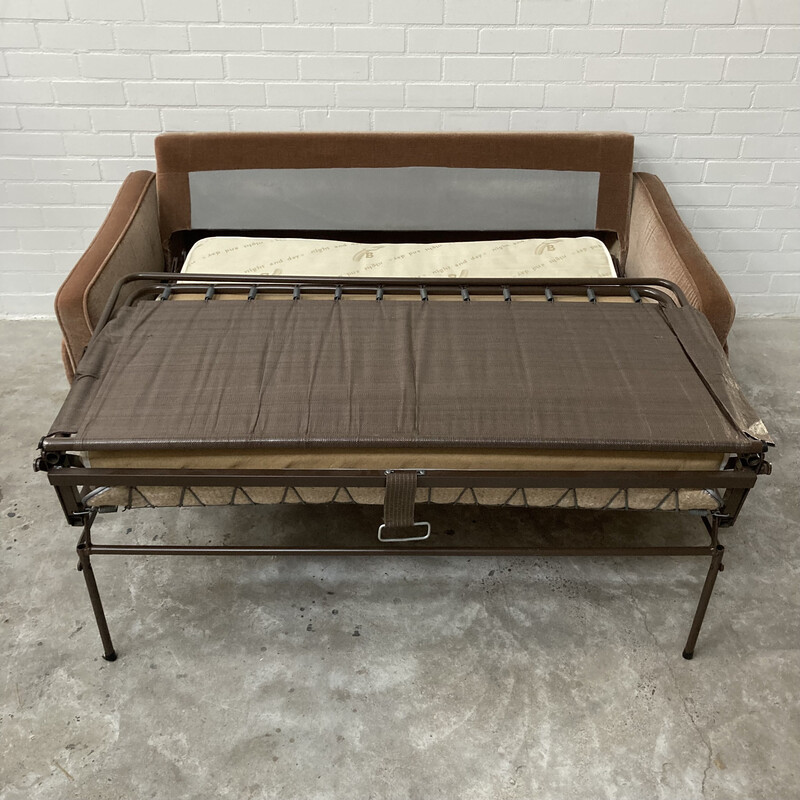 Divano letto in velluto rosa vintage, 1960