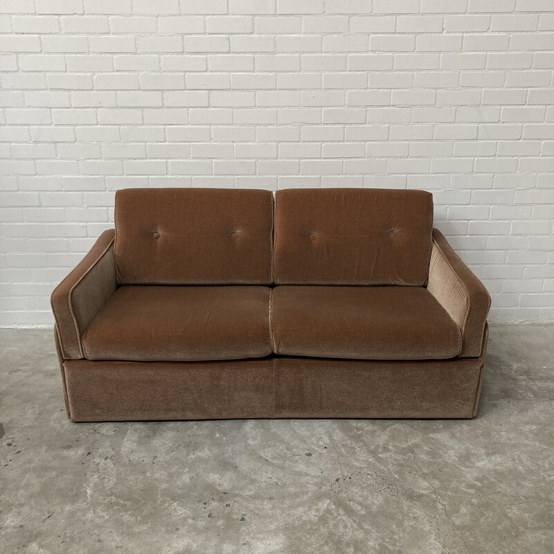 Vintage-Bettsofa aus rosa Samt, 1960