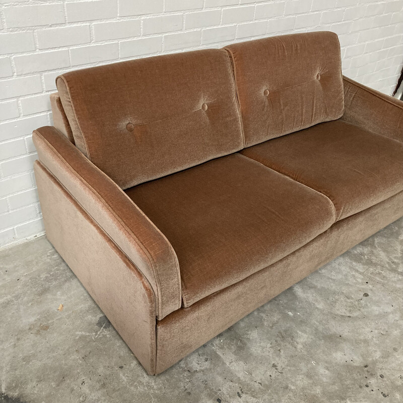 Divano letto in velluto rosa vintage, 1960