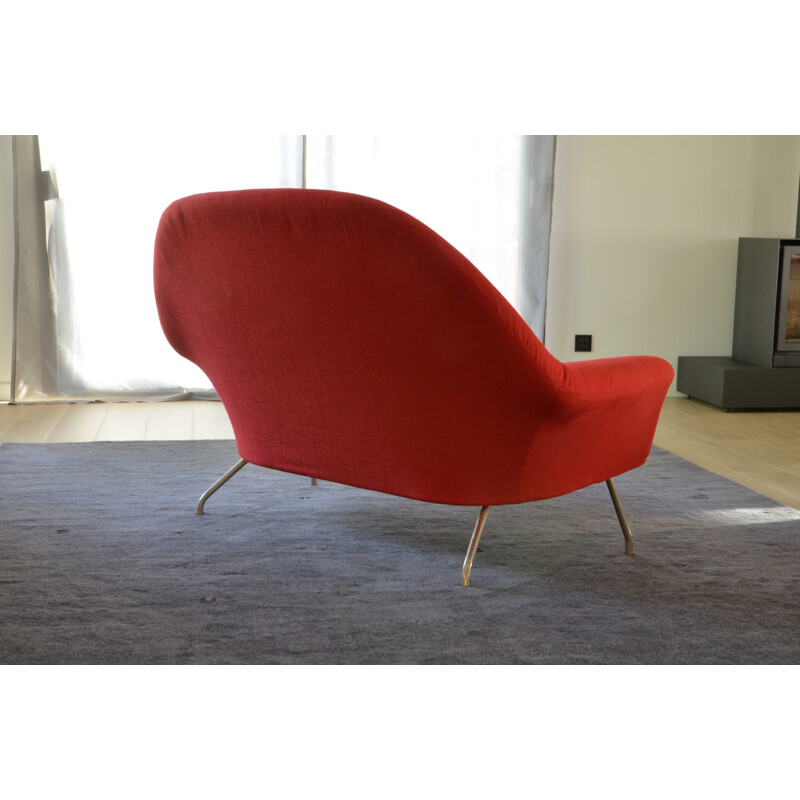 Vintage red sofa by Joseph-André Motte - 1950s