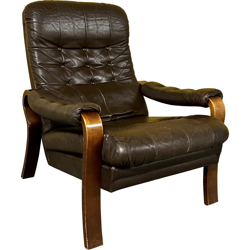fauteuil scandinave vintage - cuir